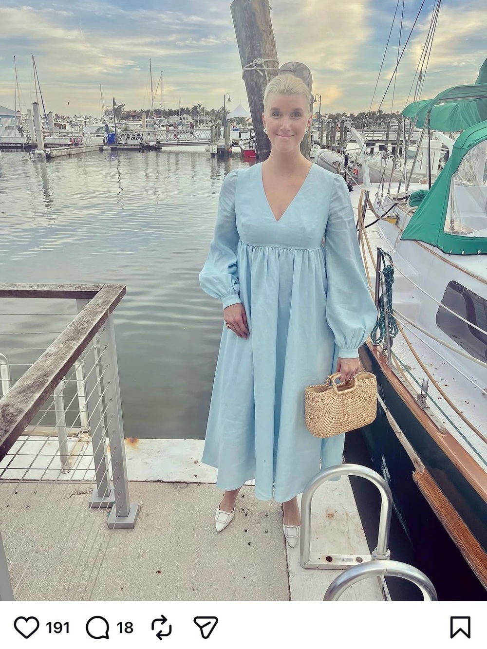 Women’s Sky Blue V-Neck Long Sleeve Midi Dress - Picture 1 of 3